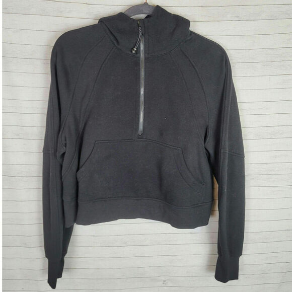 LULULEMON 1/4 ZIP SCUBA CROPPED HOODIE IN BLACK, SZ XS/SMALL - Picture 1 of 14